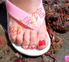 邻女户外白色夹趾拖踩踏龙虾 9083lx